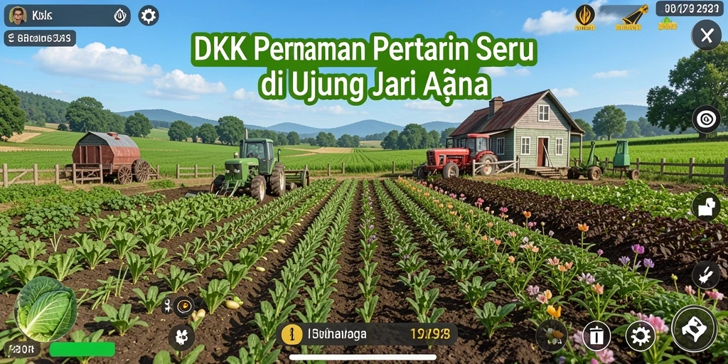Tangkapan layar DKK menampilkan keseruan gameplay bertani yang interaktif.
