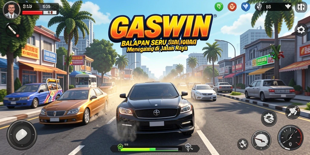 Screenshot GASWIN menunjukkan aksi balapan yang mendebarkan dan grafis yang menakjubkan.