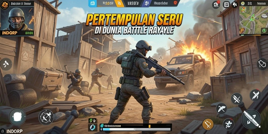 Screenshot INDORP menampilkan aksi pertempuran seru di medan perang.