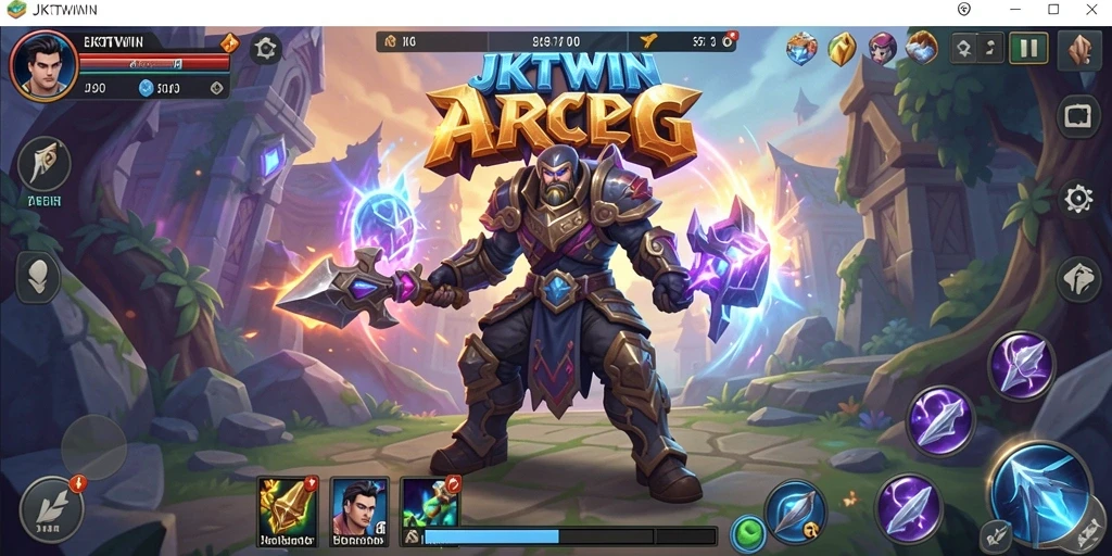 Gambar gameplay JKTWIN menampilkan karakter beraksi dalam pertempuran seru.