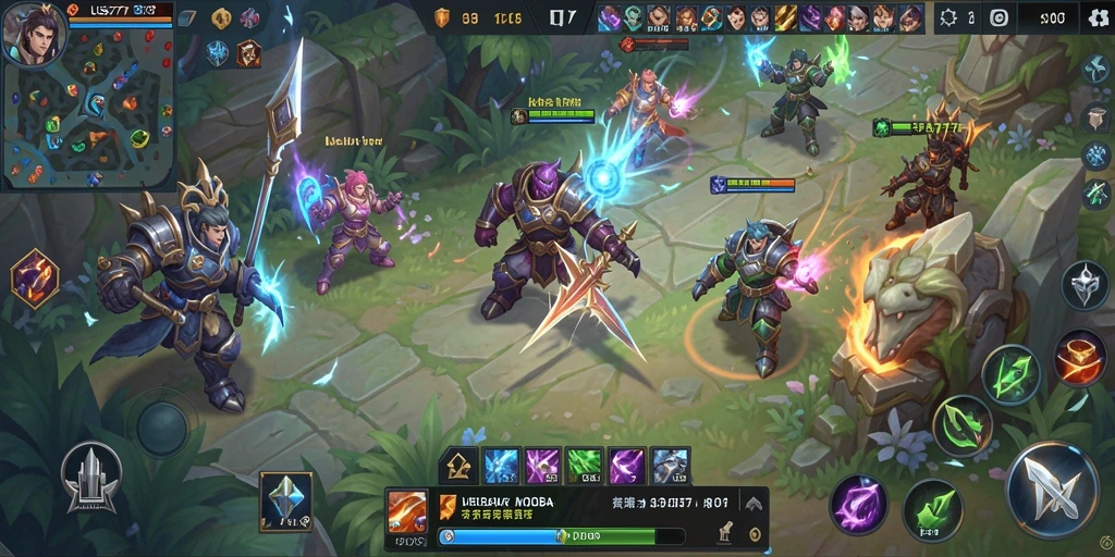 Tampilan gameplay menegangkan dari LUSA777 di arena MOBA.