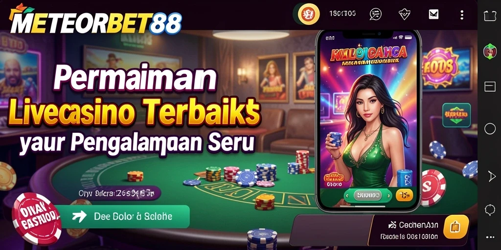 Screenshot gameplay Live Casino dengan dealer nyata di METEORBET88.