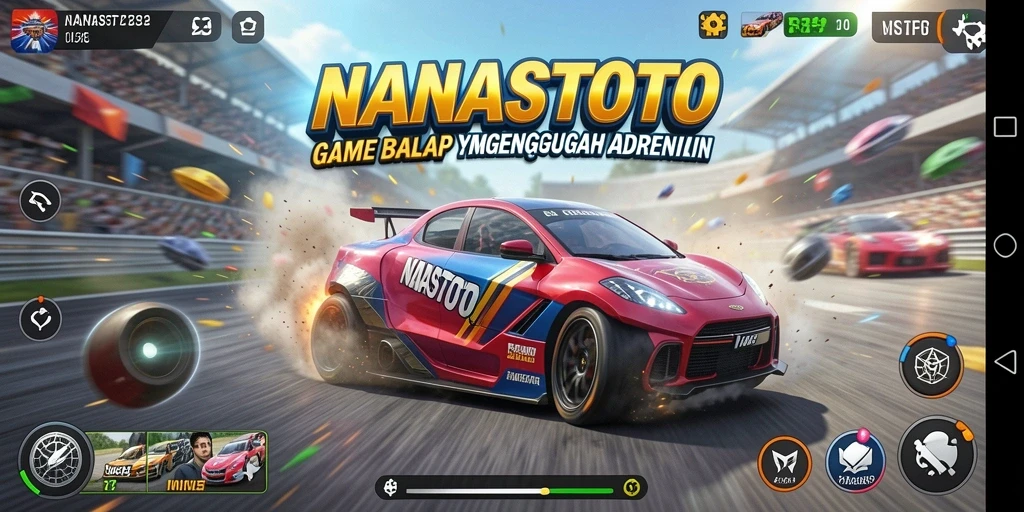 Tampilan gameplay NANASTOTO yang menegangkan saat balapan.