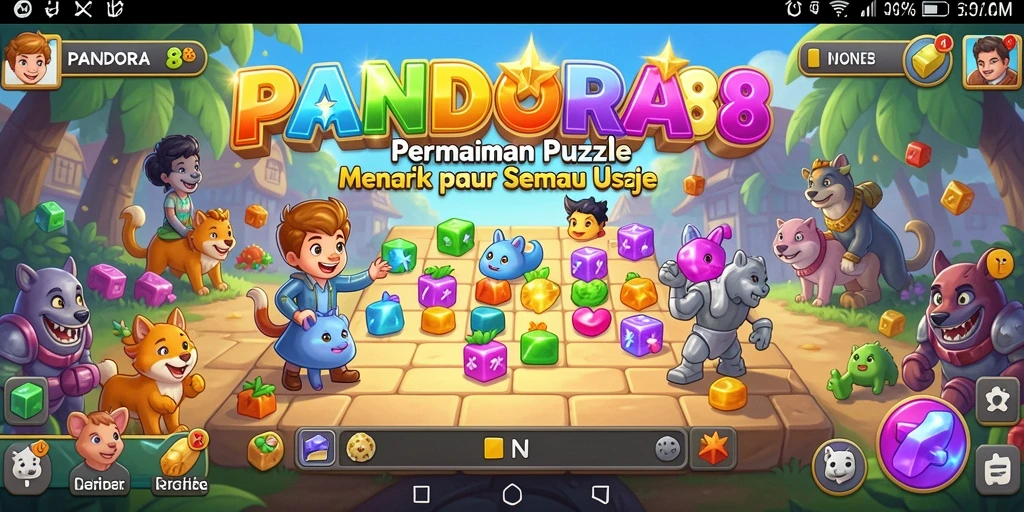 Tampilan gameplay Puzzle yang penuh warna dan menarik di PANDORA88.