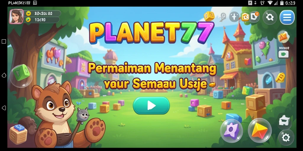 Tampilan menarik dari gameplay puzzle yang menantang di PLANET77.