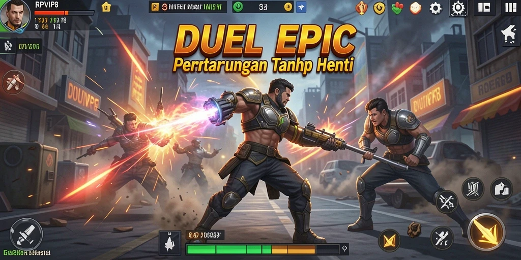 Screenshot RPVIP8 menampilkan pertarungan mendebarkan antara dua karakter.