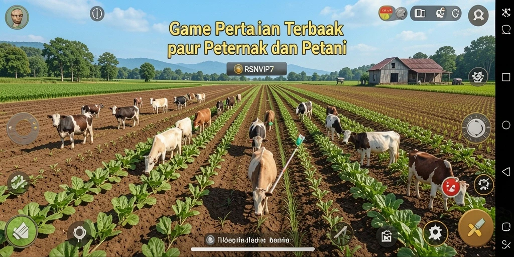 Screenshot gameplay RSNVIP7 menampilkan aksi bertani yang seru dan interaksi sosial.
