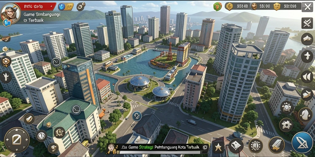 Tampilan gameplay dinamis dan strategi pembangunan kota yang menarik.