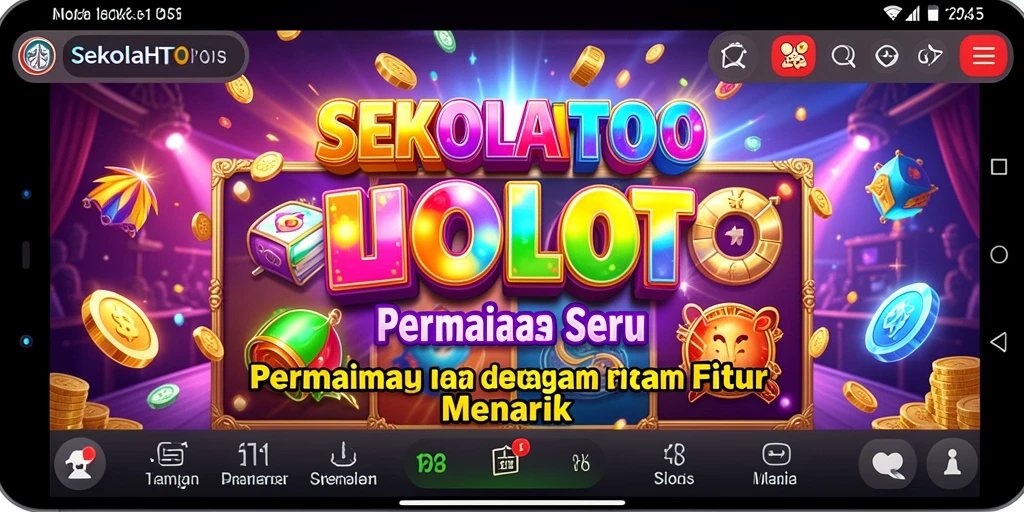 Tampilan gameplay SLOT SEKOLAHTOTO yang mengasyikkan dan penuh warna.