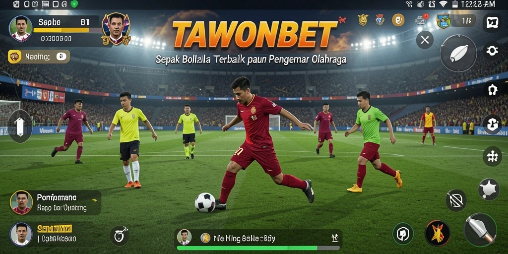 Tampilan gameplay TAWONBET dengan suasana kompetisi sepak bola